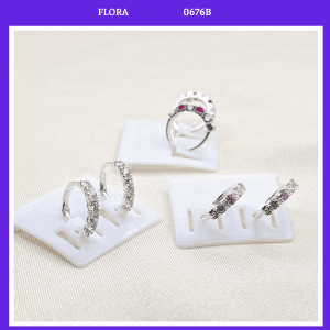 FLORA 0676B - Bông tai bạc ta đính đá nổi màu dành cho bé gái