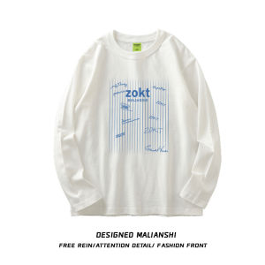 100% Pure Cotton American Retro Oversize Long Sleeve T-Shirt Womens New Design Sensation Niche Top Comfortable Commute Style