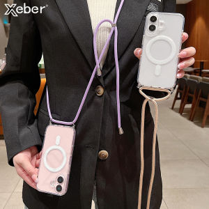 Necklace Lanyard Strap Magnetic Clear Case For iPhone 16 Pro Max 15 14 Plus 13 12 11 XR XS X For Magsafe Wireless Charging Cover