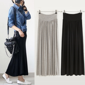 All-Match Modal Skirt Womens Summer Slim fit Slimming High Waist Big Hemline Pleated Skirt A Word Skirt Base Skirt Long dress