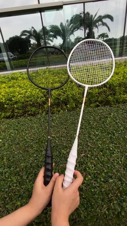 Badminton Racket Blk Wht Single Badminton Racket 24LBS Original Fitness Sports Badminton Racket ...
