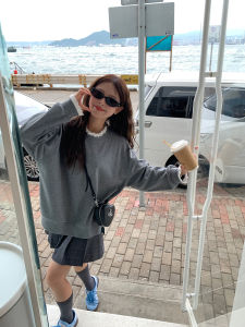 Whystudio สีเทา ลูกไม้ คอกลมสอด เสื้อสเว็ตเชิ้ต หลวม เหนือศีรษะแขนยาว ผู้หญิง ฤดูใบไม้ร่วง ท่อตรง ดีไซน์ Sense เสื้อท่อนบน