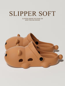 Giày Lười Hình Gấu Hoạt Hình Dễ Thương Cho Nữ Mùa Hè Chống Trượt Đế Bằng Đế PVC Đế Ngoài Đế Trong