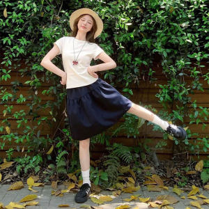 XIANYIJIAO | Navy Japanese Style Short Casual Lightweight Skirt