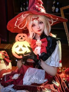 Genshin Impact Klee Blossoming Starlight Cosplay Costume for Kids Dress Witch Lolita Outfit Halloween Party Women Set