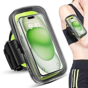 HAISSKY Clear Running Sports Armband Bag For iPhone 17 16 15 14 13 Pro Max 16E17 Air15 Plus Breathable Elastic Arm Wrist Pouch