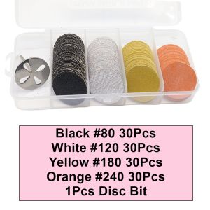 120 PCS 25mm Sanding Paper Discs with Metal Nail Drill Bit Foot File Drill Bits 80#120#180#240# Grit for Nail Drill Foot Files