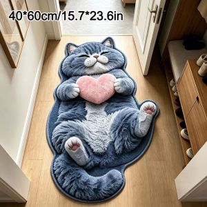 Thảm Hình Mèo Không Đều Đặn VIKAMA - Thảm Trải Sàn Hình Trái Tim Mèo Con Nằm Dễ Thương Chất Liệu Polyester Mềm Mại Phong Cách Hiện Đại Trang Trí Phòng Ngủ Phòng Khách Quà Tặng Cho Người Yêu Mèo