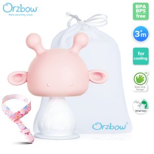 Orzbow Silicone Teething Toys with Clip Rattling Teether Soft Soothing Pacifier for Baby Infant BPA-Free Teethers Cooler