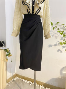 ความยาวปานกลาง กระโปรงทรงเอ ผู้หญิง ฤดูใบไม้ผลิ ฤดูร้อน พลีท ดีไซน์ พรางหุ่น สูง เอว ไม่สมมาตร ซิป ปิดชุดสํานักงาน