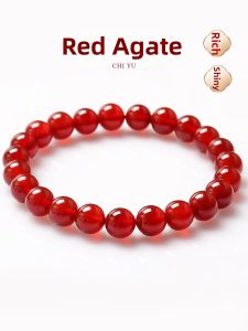 SIFUYUAN | Red Agate and SardONYX Beaded Bracelet For Luck and Birthday Year
