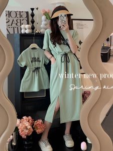 Summer Vacation Family Matching Outfits Short Sleeve Mother Son Dress Cotton Blend Comfortable Baby Girl Boys Clothes