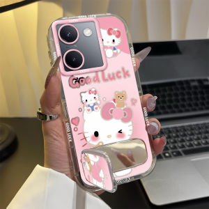 Ultra-Thin Cartoon Mirror Stand Shell for VivoY37M pro Womens Style Mobile Phone Case Cute Silicone Protective Cover