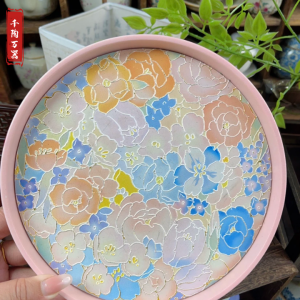 Water Absorbing Ceramic Tea Tray Gold Embossed Cartoon Dry Puff Tray Small Home Use round Simple Tea Pot Mat