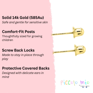 Piccolo Mio | Baby & Kids 14K Gold Heart Earrings | Screw back lock | by Hearts & Arrows PH