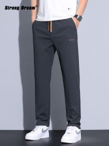 Mens Summer Tencel Stretch Loose Straight Ninth Pants