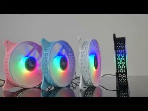 YGT RGB Case Fan 120mm Black/White/Blue/Pink Rainbow Led PC Fan Cooling Ring For Desktop Computer