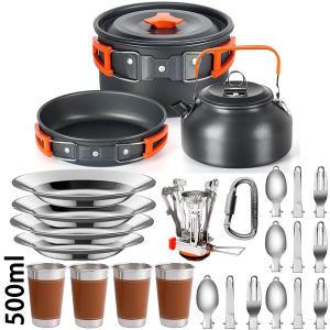 Outdoor camping cooking set aluminum alloy material pot set portable camping equipment for hiking and outdoor travel