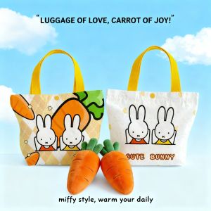Creative Cartoon Miffy Rabbit Canvas Bag Cute Funny Pattern Handbag Kids Birthday Party Favor Gift Tote Bag