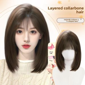JUZITING | Natural Seamless Full Wig with Medium Length Layers and Chin Length