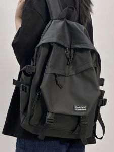 Hong Kong Style Schoolbag Junior High School Girls Large Capacity Minimalist All-Match Student Bag Mens Business Shirt Couple Travel Backpack Female