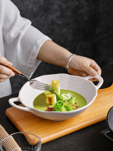 Bát Đựng Súp Bằng Gốm Cỡ Lớn Kiểu Nhật Bản Có Tai Bát Đựng Cháo Cá Chua Bát Đựng Súp Dung Tích Lớn Bát Đựng Súp Hai Tai