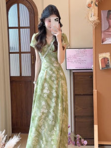 NIUVIES | French V-Neck Slimming Floral Dress
