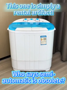 5kg Twin Tub Mini Washing Machine with Spin Dryer | Semi Automatic Small Household Washer with Blue Light Antibacterial for Apartment Baby Clothes