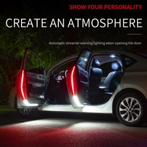 2pcs LED Car Door Opening Warning Atmosphere Light Strip 120cm Decoration Welcome Decor Ambient Lamp Safety Auto Accessories 12v