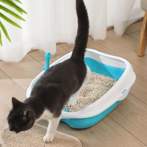 กระบะทรายแมว กระบะทรายแมวขอบสูง ป้องกันทรายกระเด็ นพร้อม ที่ตักทราย ห้องน้ำแมว ห้องน้ำแมว พร้อมที่ตัก มีตะแกรงดักทราย รุ่นขอบสูง