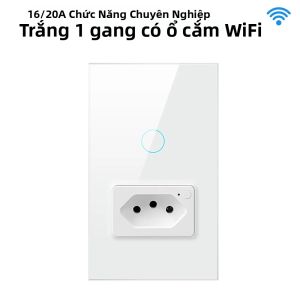 Công Tắc Và Ổ Cắm Tường WiFi AVATTO Tuya 16/20A Tiêu Chuẩn Brazil Mặt Kính 4x2 Công Tắc Đèn 1/2 Nút Tương Thích Với Alexa Và Google Home