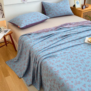 High-End Double-Layer Cotton Bed Sheet Single Piece Pure Cotton Dormitory Single Quilt Cover Pillowcase Three-Piece Set Bed Canopy