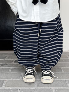 Boys Casual Striped Pants Autumn Wear Baby Fashion Knife Edge Long Pants Boys Sporty Sweatpants Comfortable Soft Cotton Blend
