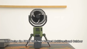 Solar Camping Fan Rechargeable 6000 mAh Battery Powered Automatic Oscillating Tent Fans with 4 Solar & LED Light Panals Kipas perkhemahan