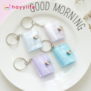 Hayylife Gantungan Kunci Holder Kartu ID & Foto Bahan PVC Warna Jelly Transparan Berkilau Ukuran 1 Inch HL-AGA690