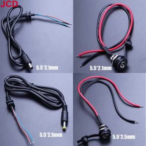 JCD 1 Cái 5.5*2.1/5.5*2.5 Mm DC Jack Cái Với 18AWG Cáp Dòng Điện Cao Nữ Cổng Kết Nối Nguồn Cho Ổ Cắm Sạc