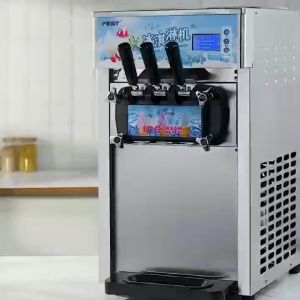 3 Flavor Commercial Frozen Soft Ice Cream Machine Yogurt Cones Making 220V