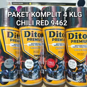 Pilok Cat Semprot Diton Premium Chili Red Merah Cabe 9462 Primer Grey Epoxy 9120 White Putih 9102 Clear 9128 Pilox Paket Komplit Paketan Lengkap 4 kaleng 400cc