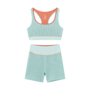 JOLLY BEAN | Contrast Color 3D Texture Girls Swimsuit Vest Shorts