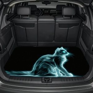 VIKAMA Đèn Neon Tinh Thần Mèo Cốp Xe Ô Tô Thảm Chống Trơn Trượt Chống Thấm Nước Bảo Vệ Cho SUV Sedan Xe Trang Trí Nội Thất PVC Thảm