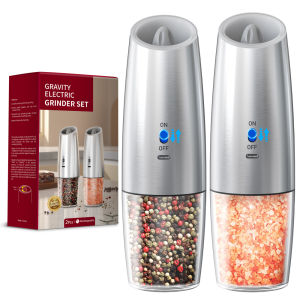Gravity sensing Electric Salt And Pepper Grinder Set with LED Light Adjustable Spice Mills for Kitchen Automatic Cordless Gadget