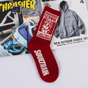 Unique Socks Mens Trendy Skateboard Cotton Mid-Calf Socks Original Design American Hip Hop Street Style Sport Function