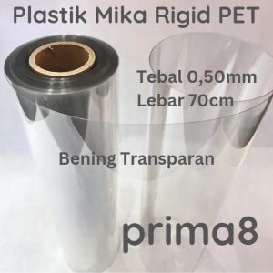 Plastik Mika Kaku Rigid PET Clear Bening Tebal 050 050 0.50 mm Lebar 70 cm Mika Hantaran Seserahan Sourvenir Meteran