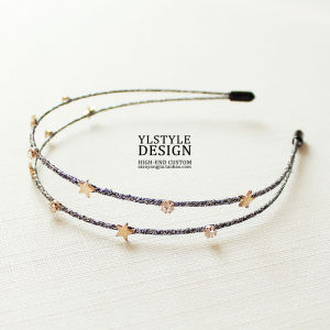 Handmade Wire Wrapping Small Star Rhinestone Pressed Hair Double Layer Fine Hair Band Head Buckle Hair Clip Women's New Style