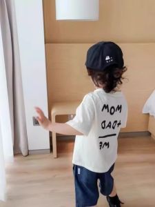 Cute Childrens Short Sleeve T-Shirt Pure Cotton Summer Thin Fashion Loose White Casual Top Breathable Comfortable Standard Fit