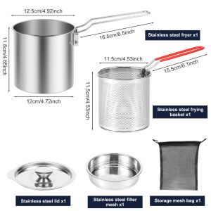 Stainless Steel Deep Fryer with Frying Basket Multifunctional Oil Fryer Pot Kitchen Specific Frying Chicken Fries Cooking Tools