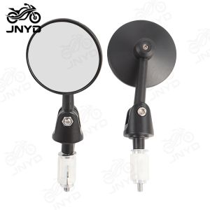 JNYD Motorcycle Round Rearview Mirror 7/8" Handlebar End Foldable Blind Spot Wide Angle Rear View Mirrors Universal