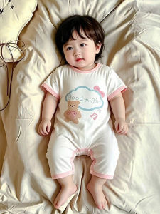 cat and  fish | Summer Pure Cotton Short Sleeve Onesie For Baby Girl
