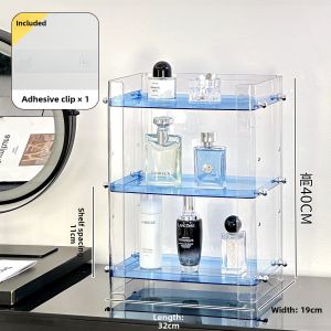 Premium Cosmetic Storage Box Multi-Layer Desktop Skincare Product Organizer Rack Creamy Style Pure Color Rectangular Plastic