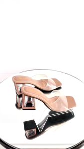 Dép cao gót nữ công sở Lume màu Nâu mũi hở da PU cao cấp đế cao su non chống trơn trượt - cao 7cm